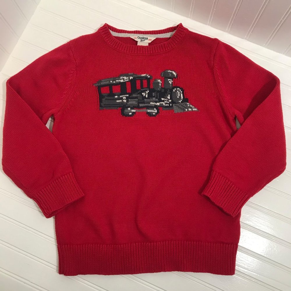 OSHKOSH B'GOSH Red Knit Train Sweater Size 5